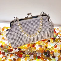luxury designer handbag shining diamond womens bag 2022 trend crossbody bags for women pearl handle evening clutch bags banquet