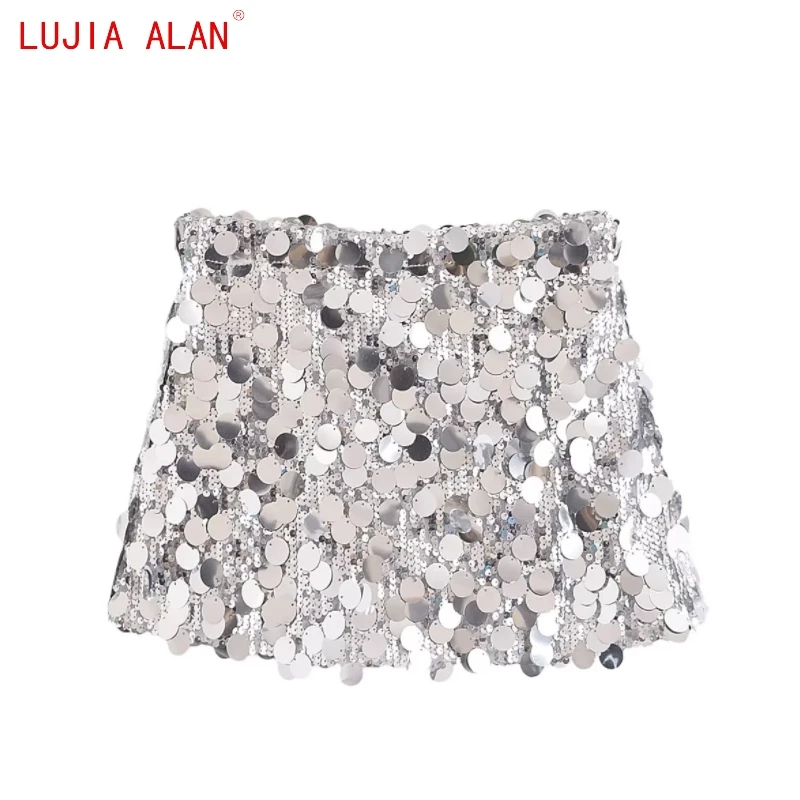 

Женская мини-юбка с блестками и высокой талией, на молнии сзади LUJIA ALAN P5057