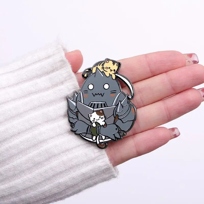 Hot Anime Fullmetal Alchemist Figure Alphonse Elric Q-Version Cute Alloy Brooch Cosplay Decoration Bag Jewelry Accessories Toys