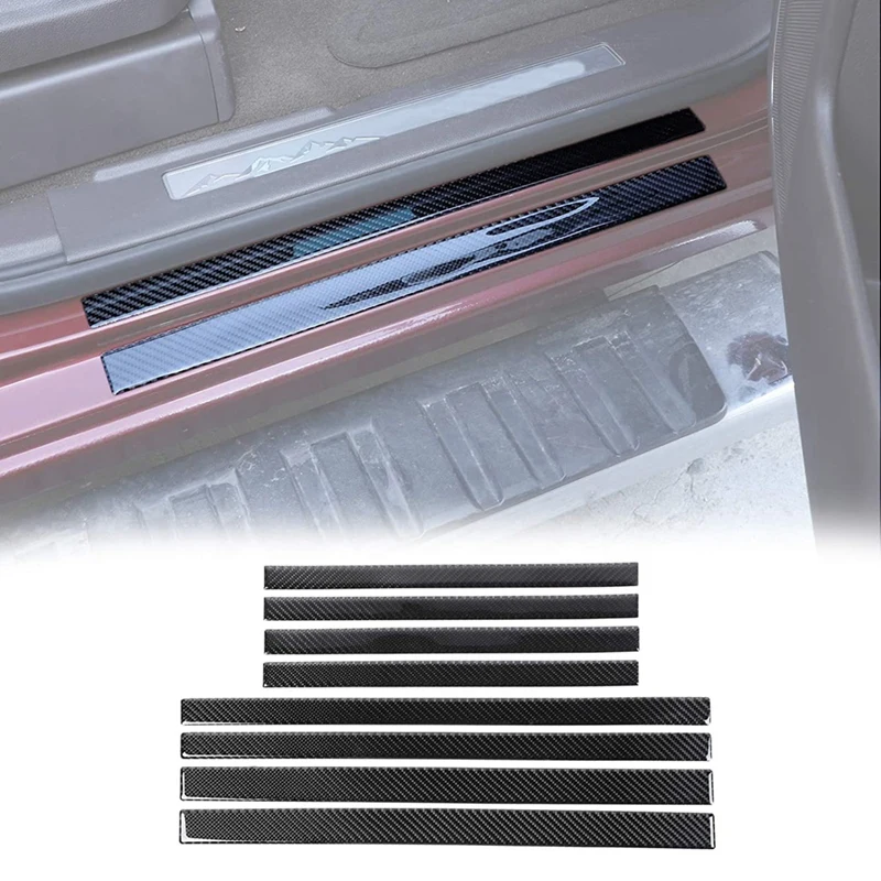 

Exterior Door Sill Strip Threshold Cover Protection Component For Chevrolet Silverado GMC Sierra 2014-2018 Soft Carbon Fiber