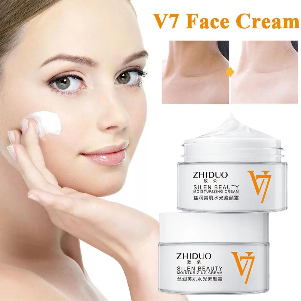 

V7 Plain Face Cream Whitening Moisturizing Lazy Makeup Cream Concealer Nude Makeup Full Coverage Makeup Base Brighten Day Cream