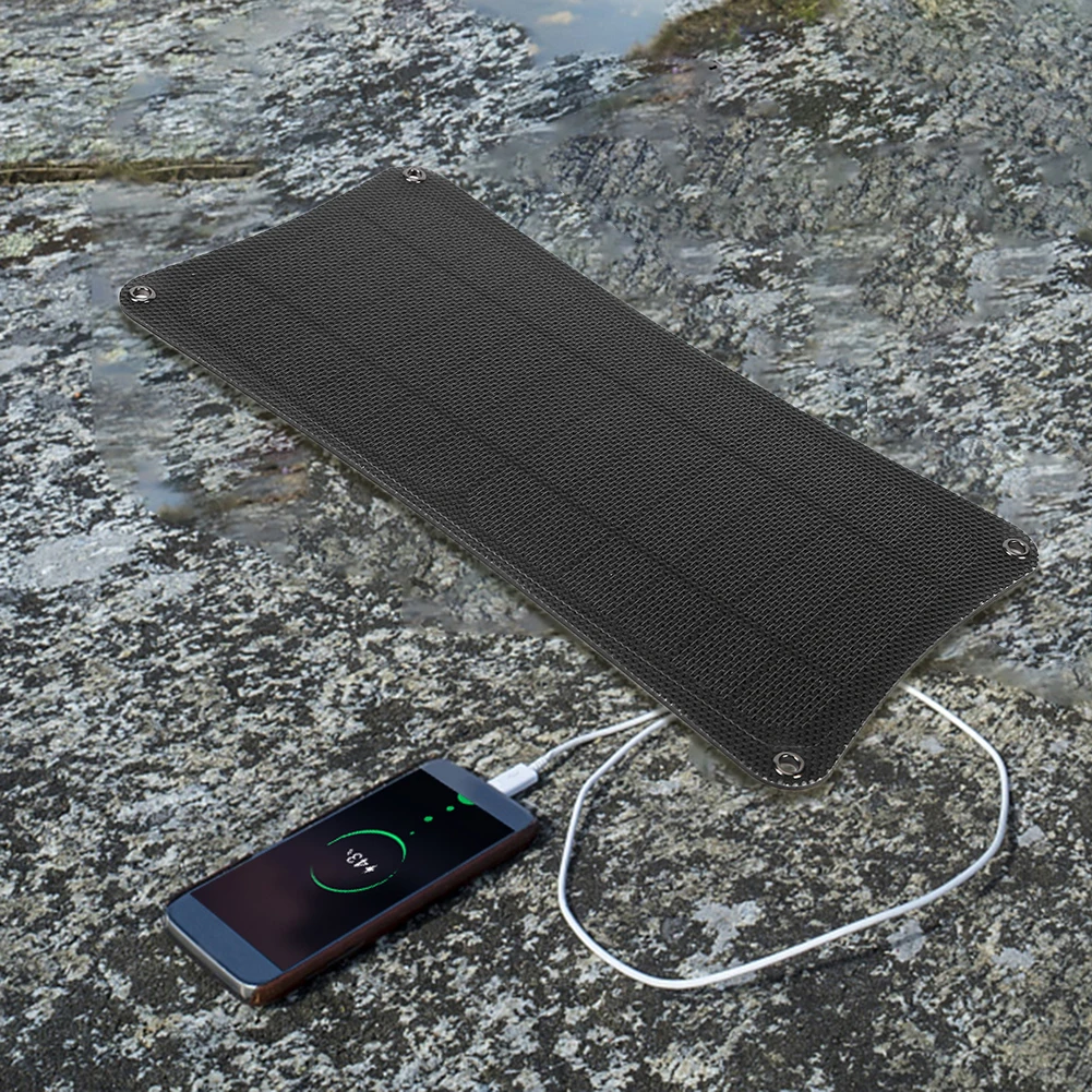 10W Solar Charger 5V Dual Smart USB Output Battery Charging Waterproof IPX6 Mobile Phone Power Supply for Travel Camping Outdoor