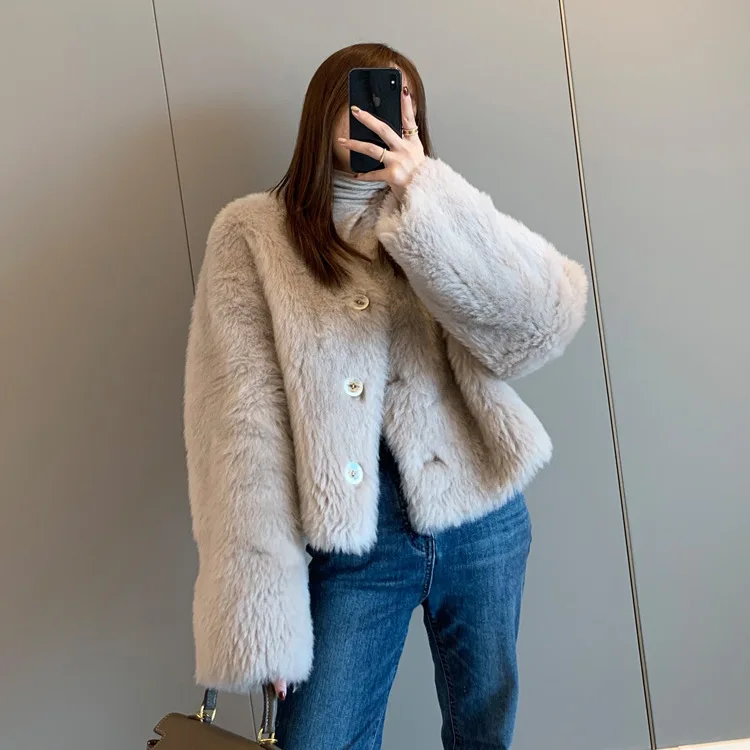 Lamb wool sheep sheared thick fur coat
