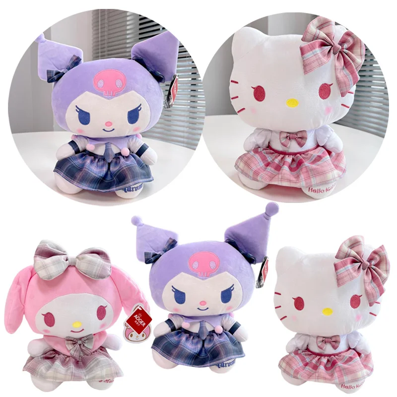 

Кавайная мультяшная Sanrios My Melody Kuromi Hellokittys JK девушка, плюшевая игрушка, милые животные, плюшевая кукла, детский подарок на день рождения