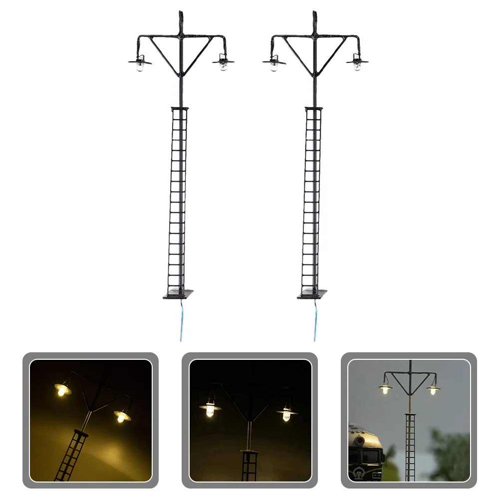 

2 Pcs Railroad Lamp Model Train Signal Light Mini House Supply Ornaments Miniature Traffic Models Scenery
