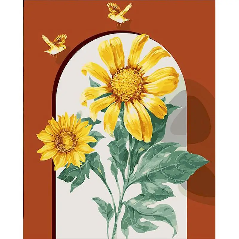 

GATYZTORY 60x75cm Painting By Numbers Frameless Sunflower Paint By Numbers On Canvas DIY Number Painting Scenery Home Decor