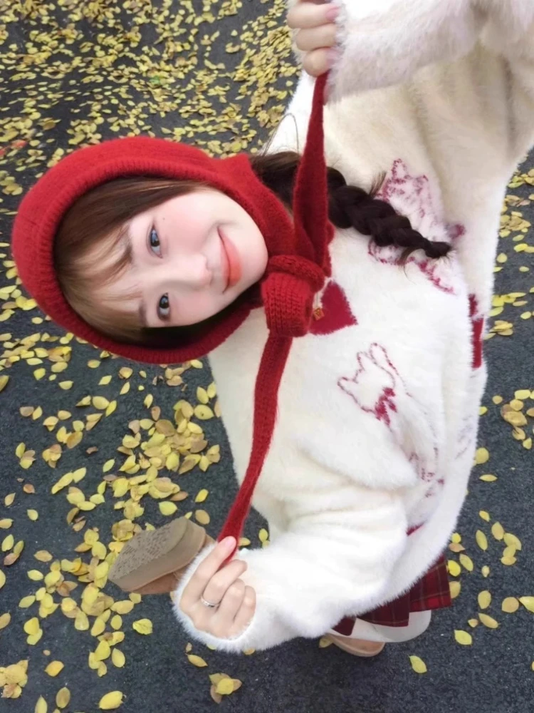 Пуловеры в стиле преппи мультяшный жаккардовый дизайн красивые милые