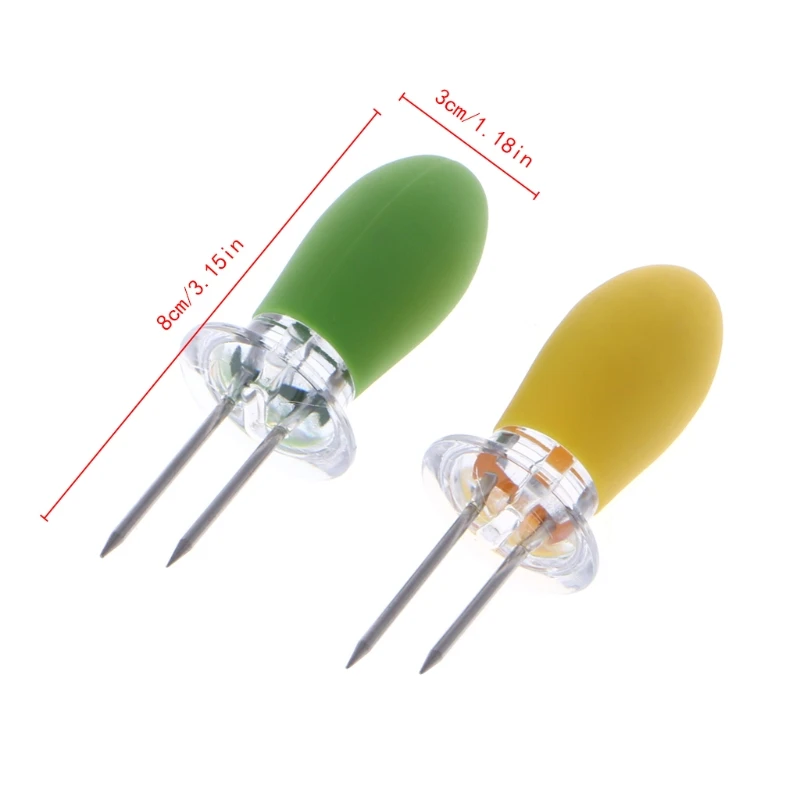 

2Pcs Stainless Steel Corn On The Cob Holder Skewers BBQ Prongs Soft Handle Fork