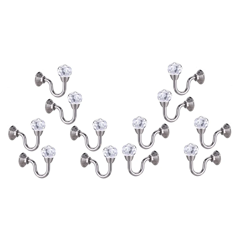 

12Pcs Crystal Glass Curtain Holdback Wall Tie Back Hook Hanger Retro Holder Drawer Handle Curtain Accessories