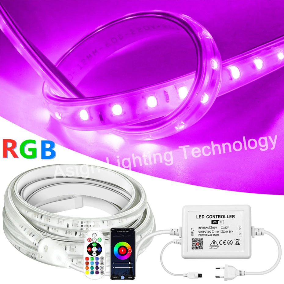 

Умная светодиодная ленсветильник RGB 15 м 20 м 30 м 40 м s 220 В 5050SMD, водонепроницаемая гибкая светодиодная Светильник та, лента Rgbw для наружного и внутреннего декора