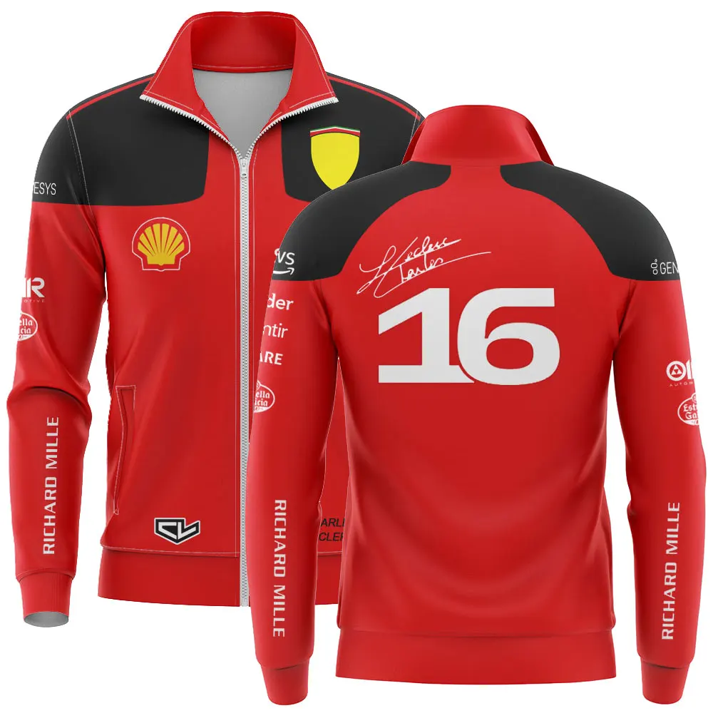 

New F1 Racing Team Men Zipper Jacket Coat Formula One CHARLES LECLERC #16 Sport Fashion Oversized Male Hoodie Sweatshirt