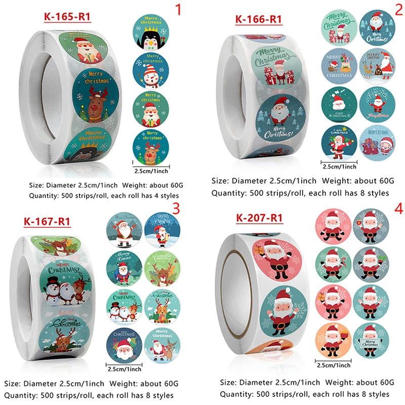 

500 шт., декоративные наклейки на Рождество