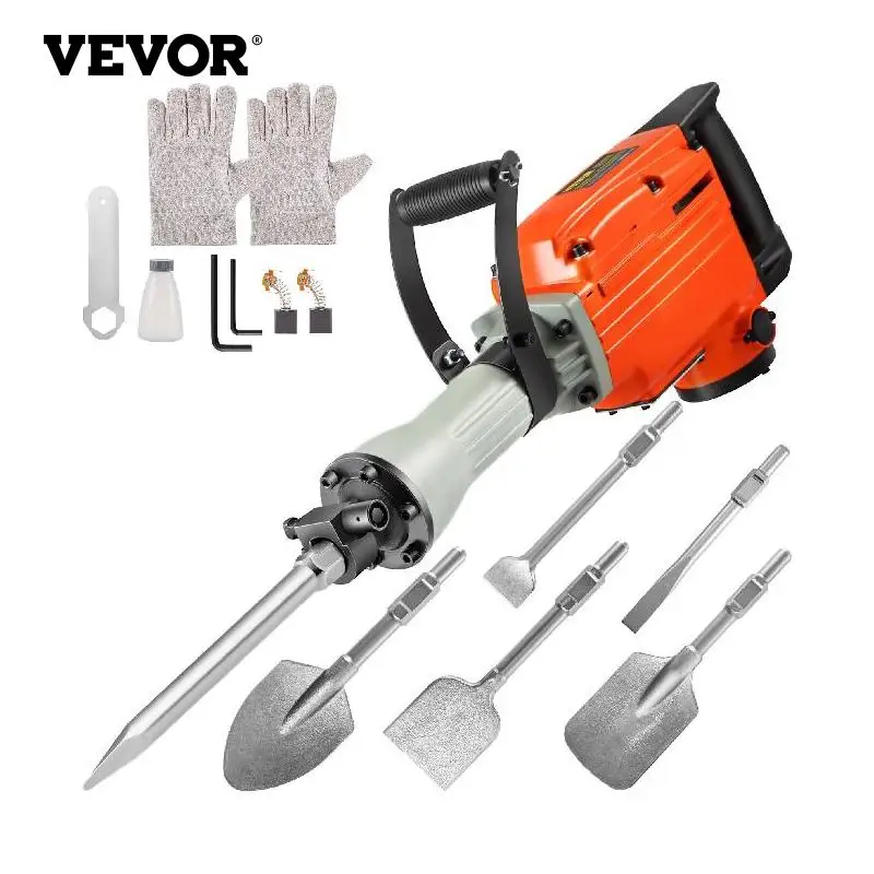 

VEVOR Demolition Jack Multifunctional Rotary Hammer 2200W with 4 Chisel Bit Ground Breaking Concrete Electric Impact Drill Tool
