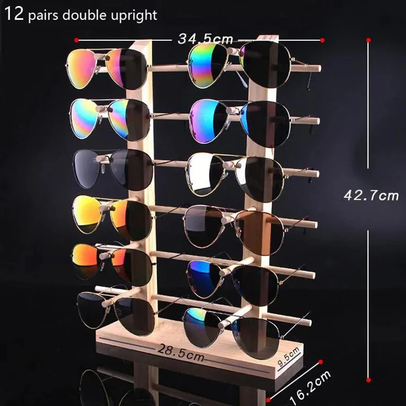Деревянная подставка для солнцезащитных очков, многослойная полка для хранения, держатель для очков, стойка для ювелирных изделий для очков, витрина, организация хранения