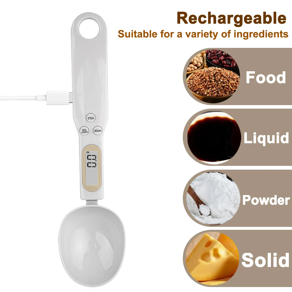 

500g/0.1g Digital Measuring Spoon with LCD Display Electronic Coffee Spoon Weight Volume Food Flour Sugar Kitchen Weighing Scale