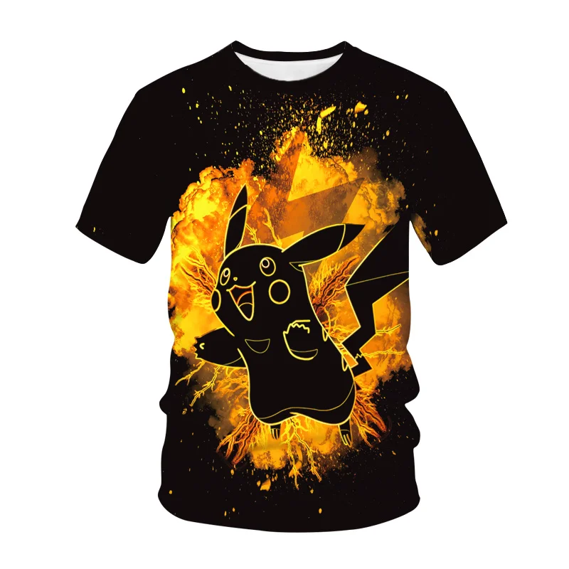 

Футболки для маленьких мальчиков, летние топы для девочек с покемоном, детские футболки с мультяшным рисунком, модная детская повседневная ...