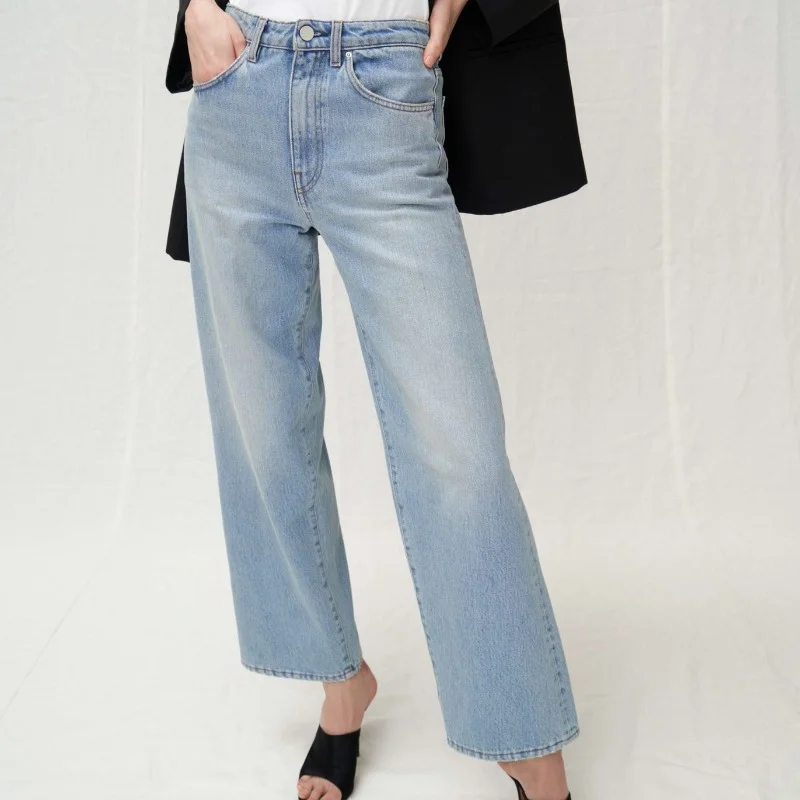 

Totem* Women Jeans Wide Leg Pants Baggy Jeans Women Slouchy Versatile and Slim Loose High Waist Straight Nine-quarter Pants