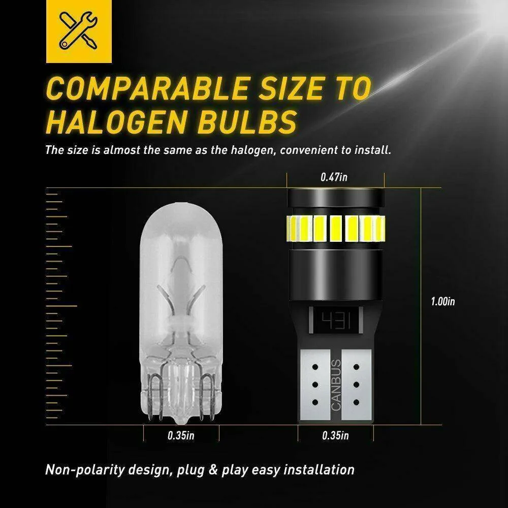 

400LM Bulbs 6000K LED Light CANBUS Replacement T10 501 194 W5W White 12V