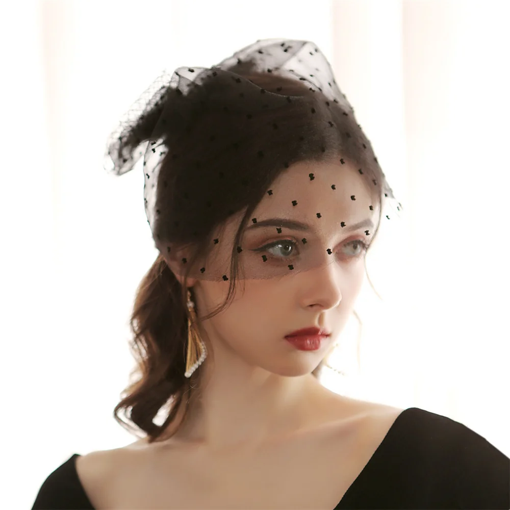 

Black Face VeilS For The Bride Hair Accessories Wedding White Mesh Crystal Beaded Net Birdcage Fascinator Elegant Charming Veil