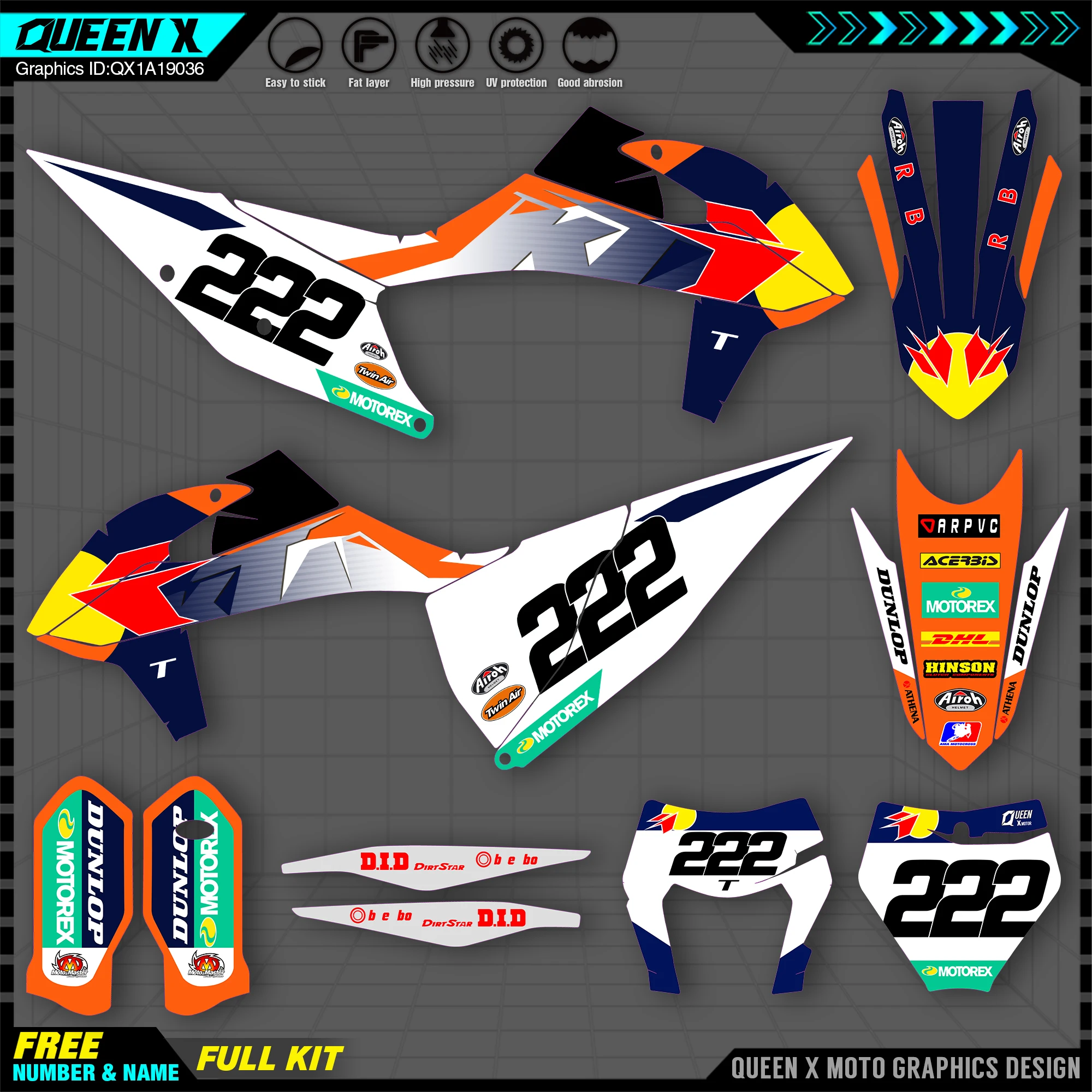 QUEEN X MOTOR Custom Team графические наклейки Набор наклеек для KTM 2019 2020 SX SXF 2021 EXC Φ 036 |