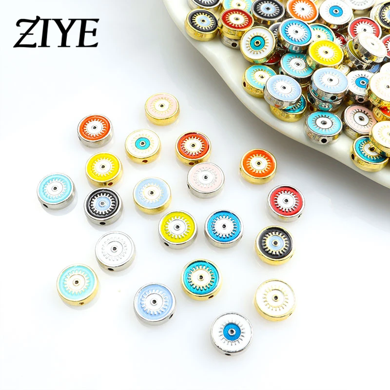 

10pcs Turkish Blue Evil Nazar Eyes Enamel Beads Charms Multicolor Alloys Spacer Loose Beads for Making DIY Bracelets Accessories