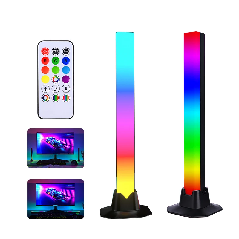 

RGB LED Night Light APP Remote Control Symphony Floor Lamp Music Rhythm Ambient Pickup Strip Light for Computer Desktop Decor