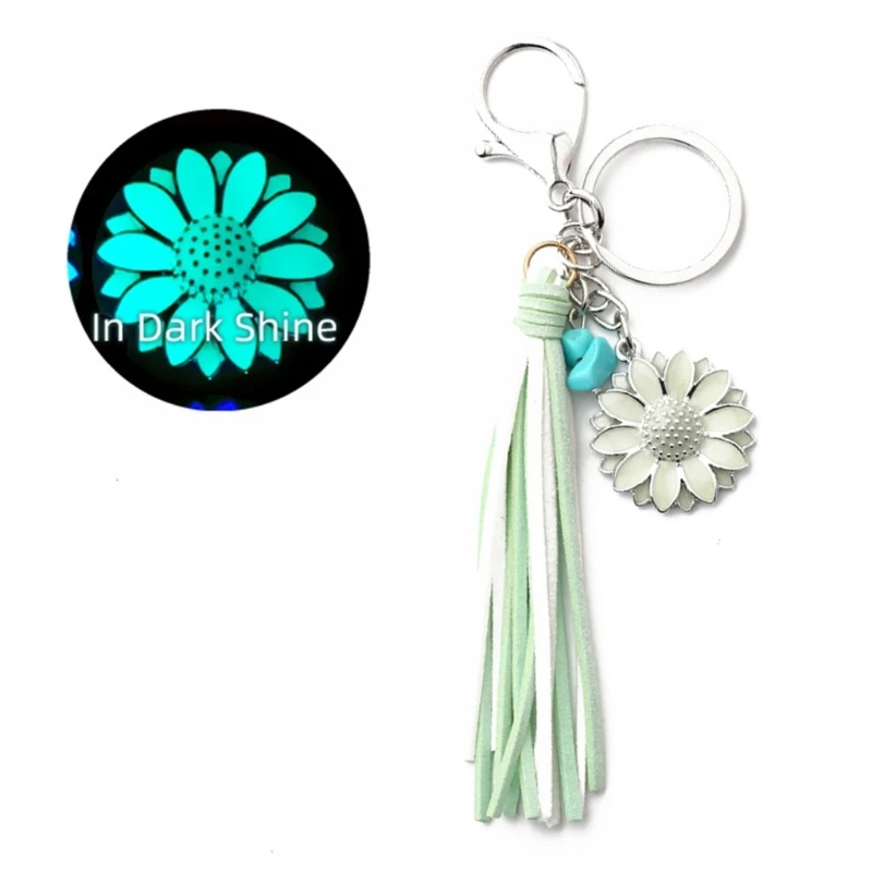 

Cute Keychain Glowing In the Dark Cowhead Sunflower Keyring Keychain Gifts For Women Men Handbag Accessory Jewelry T8DE