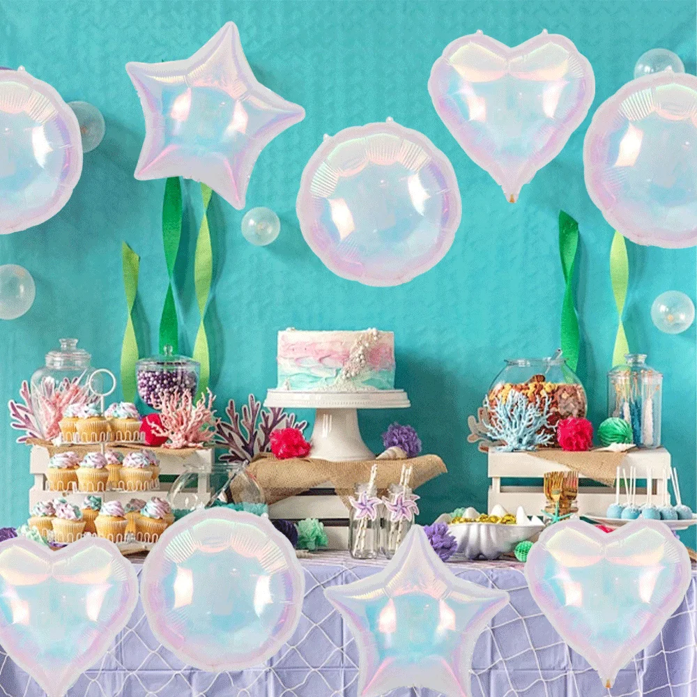 Прозрачный лазерный разноцветный круглый в форме сердца 5 шт