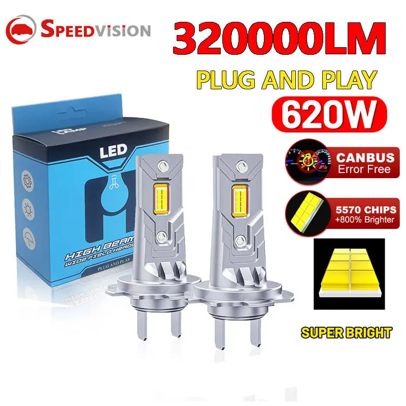 Светодиодная фара H7 Canbus 320000 LM 620 Вт Мини светодиодная лампа Турбо Беспроводная