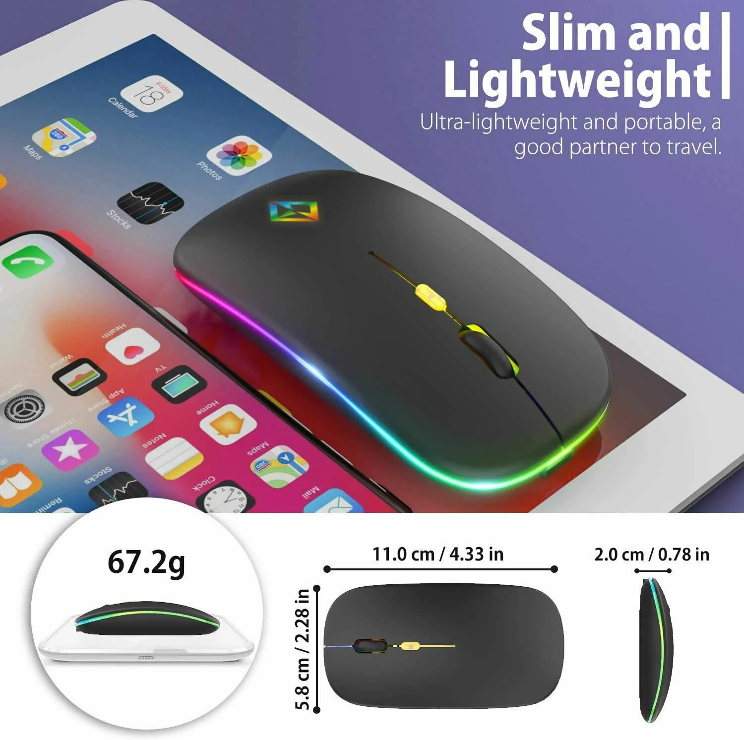 

Mouse Optical Gaming Mice USB Rechargeable For PC Laptop Smart TV LED Wireless