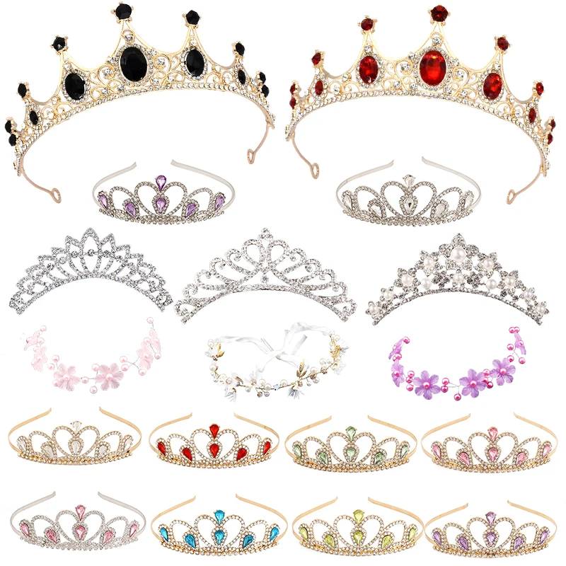 

Princess Crown for Girls Birthday Show Gift Crown Tiara Diadem Silver color Crystal Floral Wedding Bridal Hair Head Accessories
