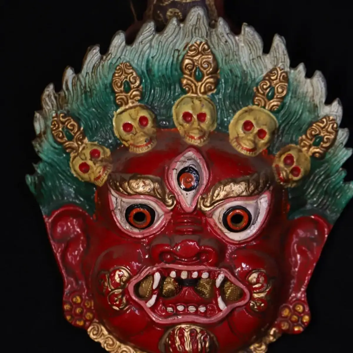 Mysterious Region Last Piece Of Pure Land Tibetan Old Gas Copper Tire Pure Hand Beating Chisel Engraved Gold Mask
