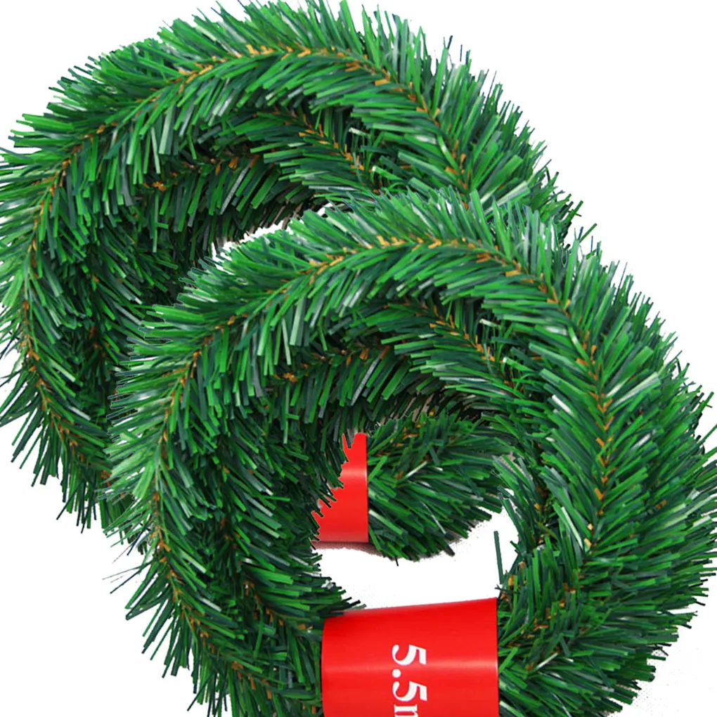 2022 5.5m Pine Artificial Fir Garland Christmas Tree Decoration Garland Decorative Green Christmas Xmas Tree Rattan Banner Decor