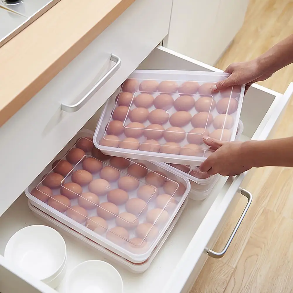 30 Grids Plastic Egg Storage Containers Box Refrigerator Organizer Drawer Egg Fresh-keeping Case Holder Tray Kitchen Accessories