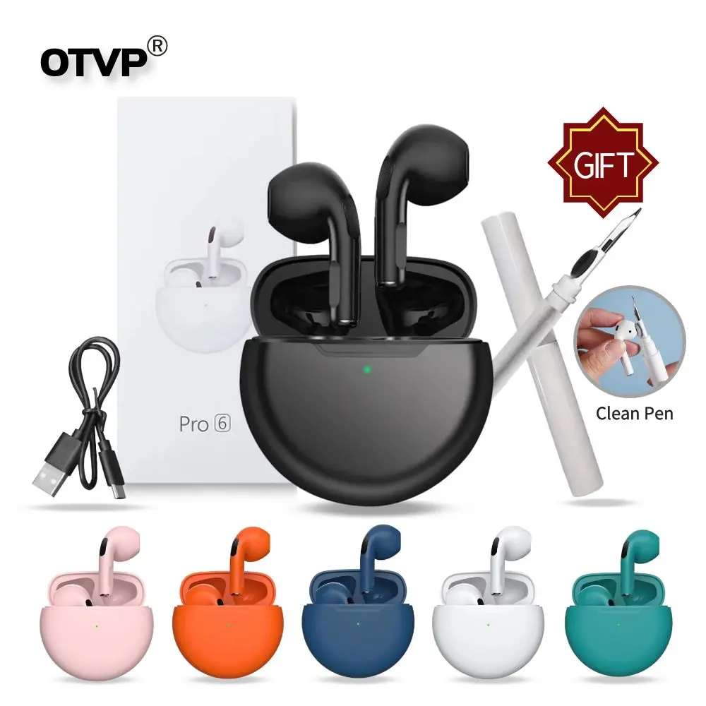 

Original TWS Air Pro 6 Wireless Bluetooth Headphones Sport Waterproof Earphone Complimentary Headset Cleaning Sets Free Shipping