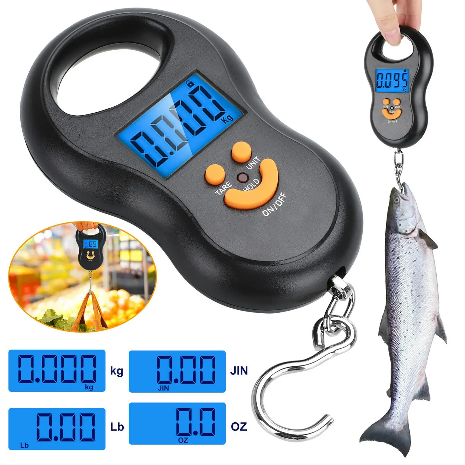 Electronic 50Kg 10g Hanging Scale LCD Digital Scale BackLight Fishing Weights Pocket Scale Luggage Scales Mini Portable 110 lb