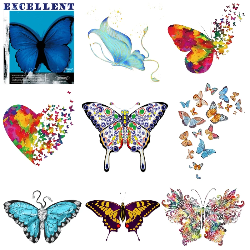 

Beautiful Butterfly Thermal Stickers Sequined Patches Iron-on Transfers for Clothing Thermoadhesive Patch Appliques for Clothes