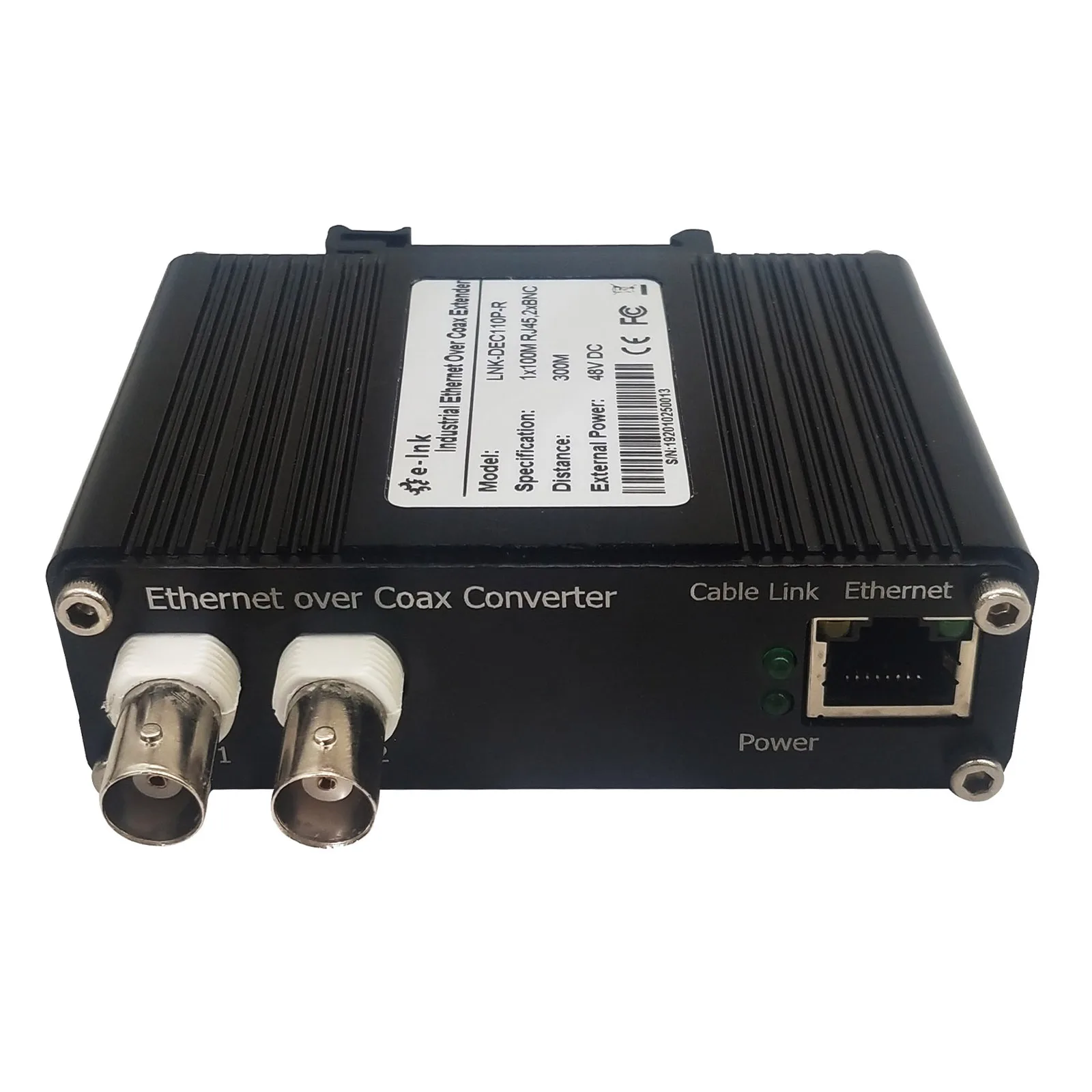 

1 Port Industrial 10/100Mbps Ip To Coax Converter EOC with POE POC