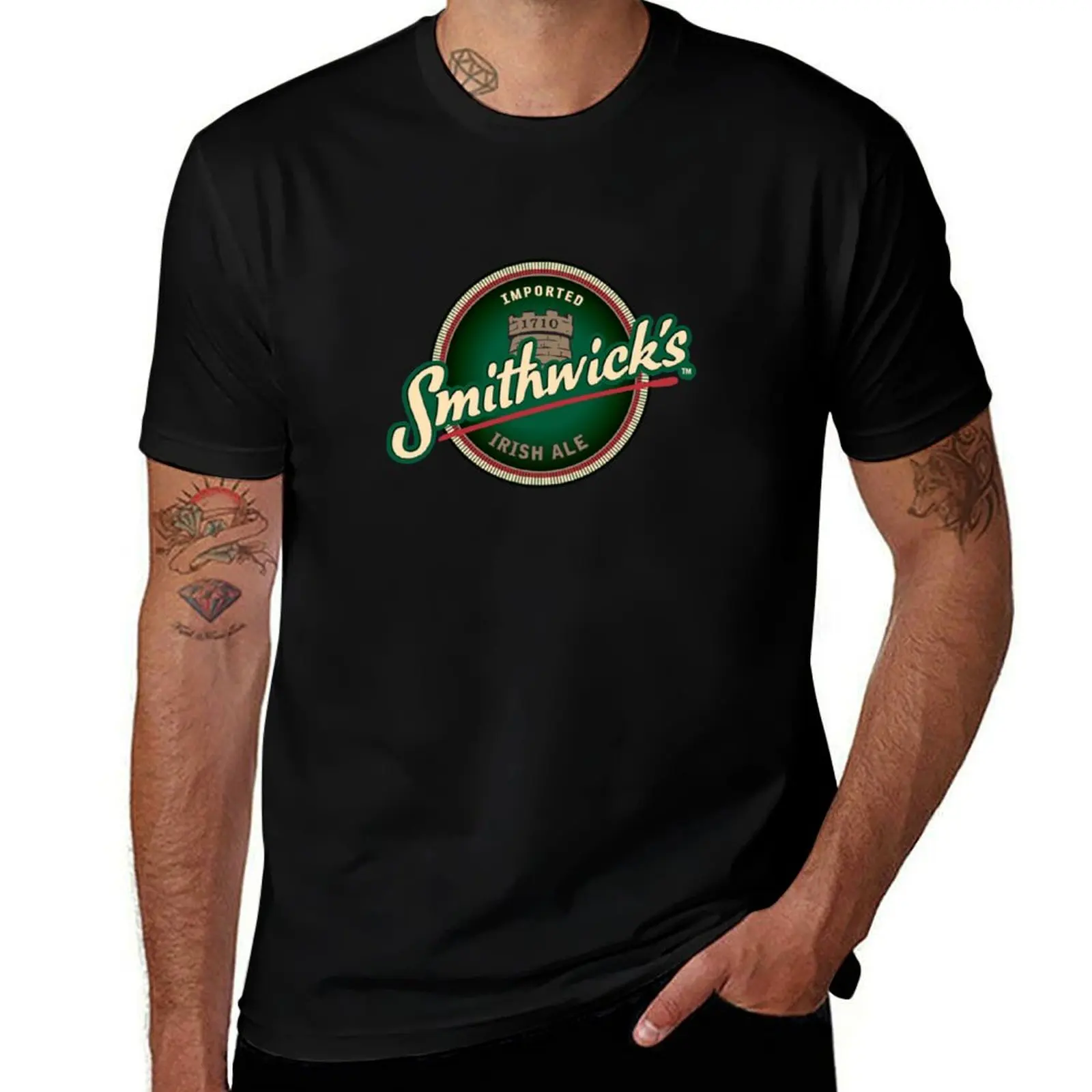 Фото Футболка Smithwick Beer, простая однотонная футболка с круглым вырезом №1
