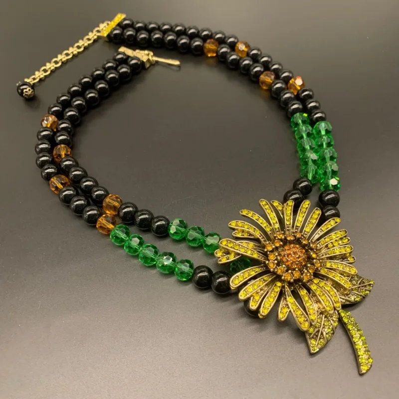 

Timeless Wonder Zircon Geo Beaded Floral Necklace for Women Designer Jewelry Goth Runway Rare Punk Top Luxury Brand Set Mix 2629