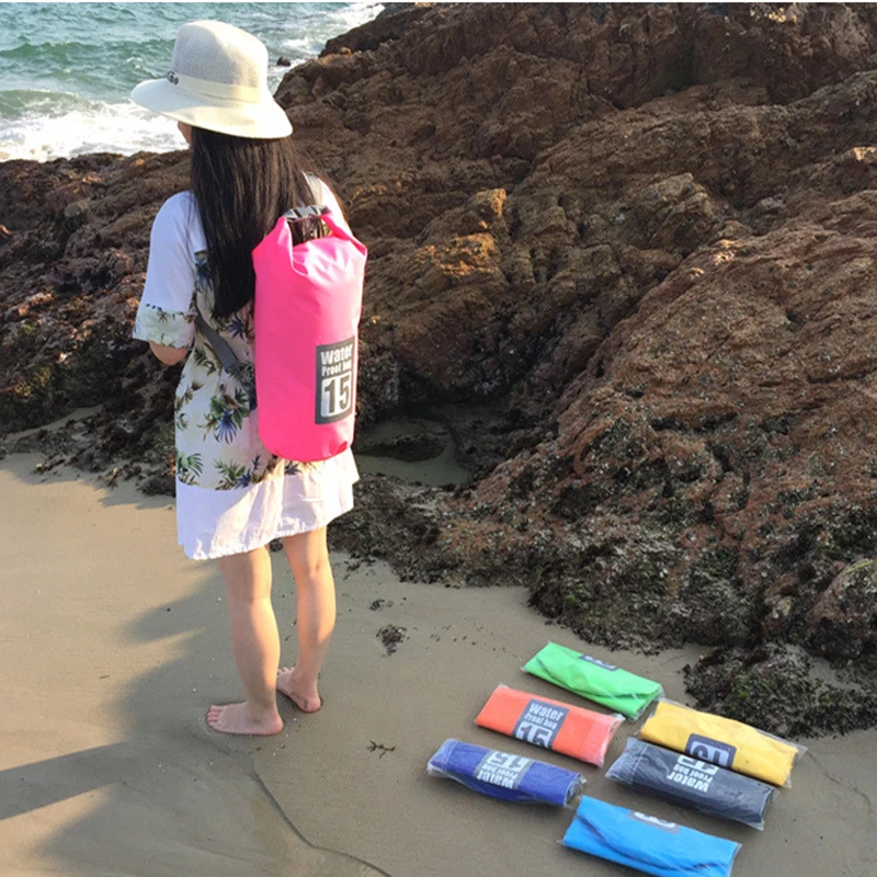 5L 10L 15L 20L Outdoor PVC Waterproof Dry Backpack Water Floating Bag Roll Top Sack for Kayaking Rafting Boating River Trekking