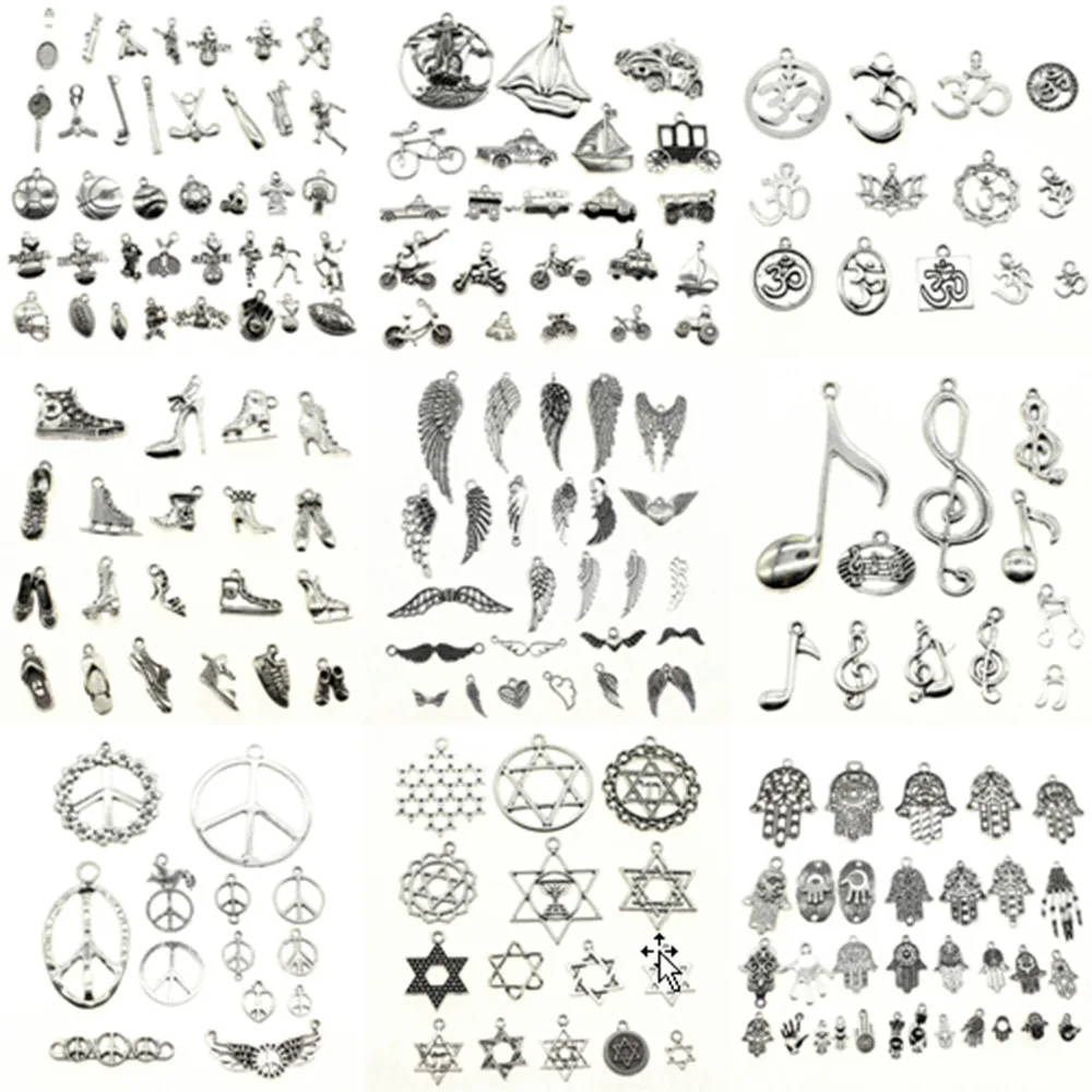 

Antique Silver Mixed Random Transportation Jewelry DIY Pendant Charms For Bracelet Making