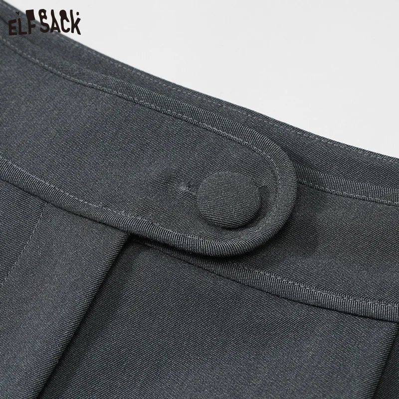 ELFSACK Gray High Waist Suit Shorts Woman 2023 Spring/Summer New Casual Daily Bottoms