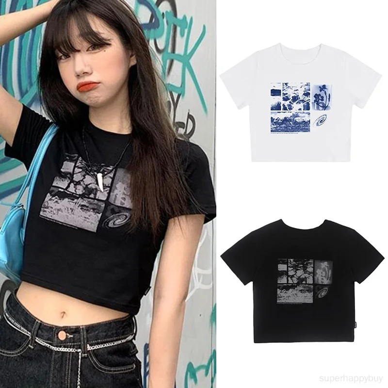 

Women's Crew Neck Short-sleeved T-shirt Print Short Sleeves Vintage Top Bottoming Top