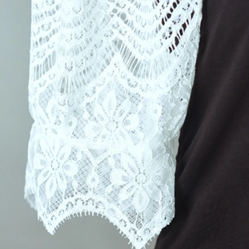 

Женская однотонная кружевная шаль с коротким рукавом и ложным воротником
