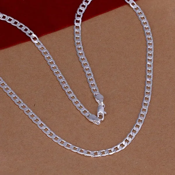 

16-30inch Silver Color Exquisite Noble Luxury Gorgeous Charm Fashion Charm 4MM Chain Women Men Necklace Silver Jewelry