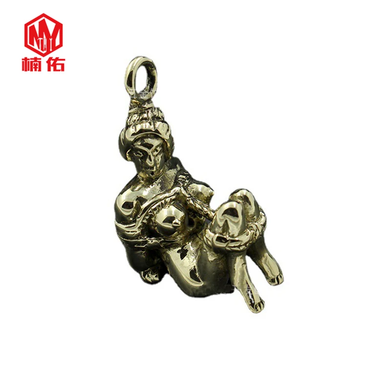 

1PC Retro Brass Copper Geisha Female Nude Keychain Pendant Knife Beads Lanyard Pendants Car Keychain Pendant