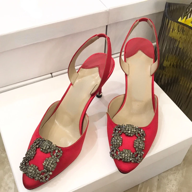 

Women's Shoes Fashion Satin Hollow Closed Toe Stiletto Sandals Women