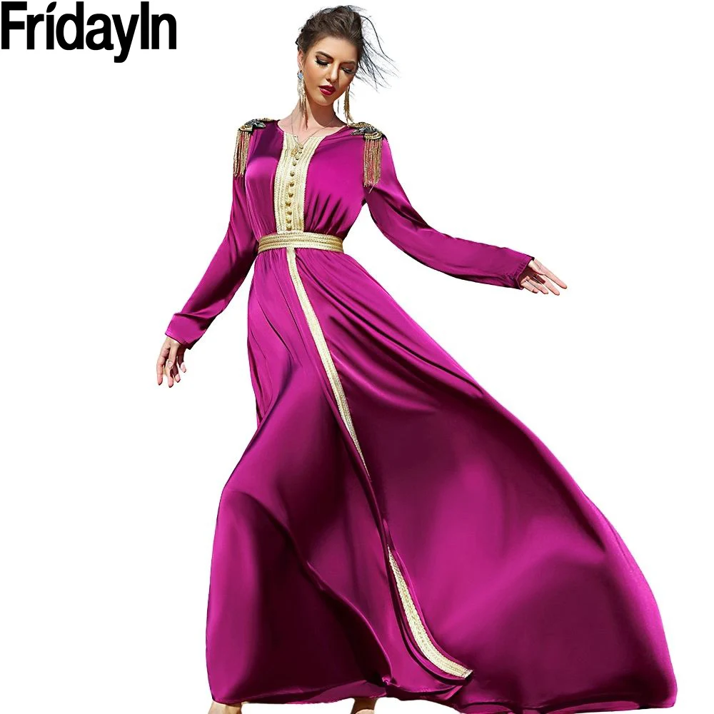 Fridayin Рамадан ИД абайя Дубай исламское мусульманское длинное платье Арабская одежда Абая для женщин Caftan Marocain Robe Musulmane Femme