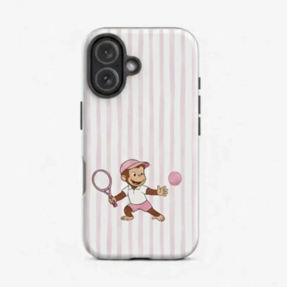 Фото Роскошный чехол Clmj Cute Monkey Curious George для iPhone 17, 17e, 16, 15, 14, 13, 12, 11, XS, XR, XSMAX, Air, Pro Max, Plus, двухслойный №5